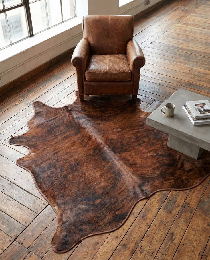 Detail image of 4' 9 x 5' 2 Cowhide Leather Rug