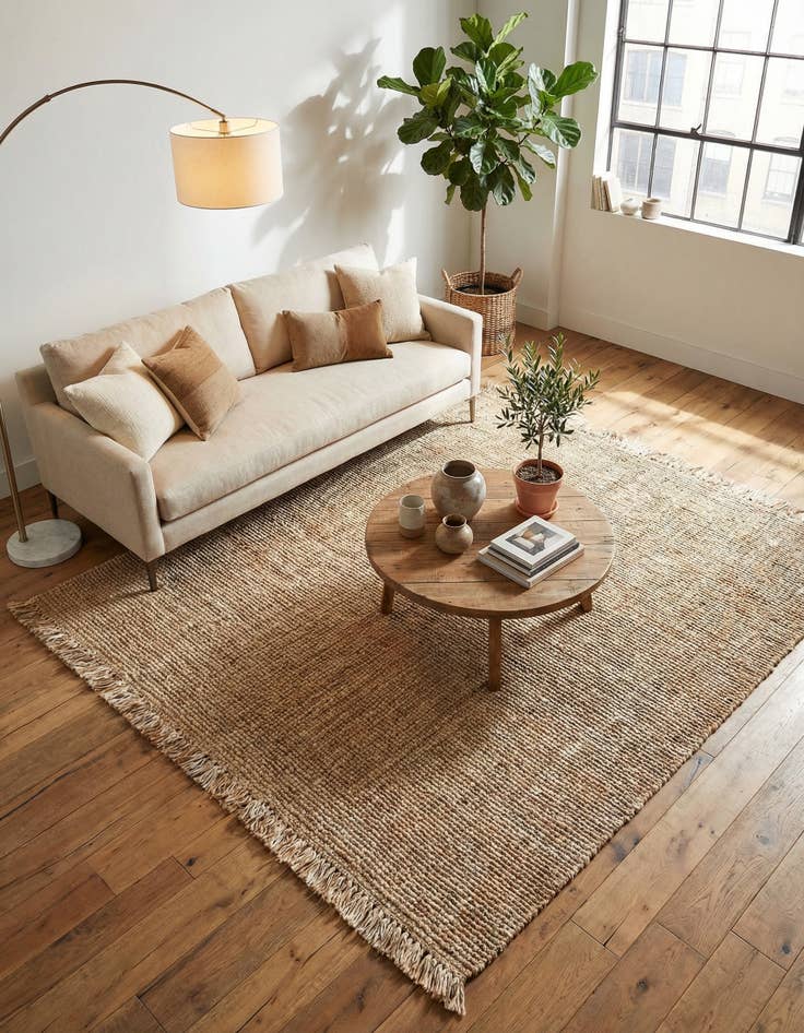 Detail image of 7' 10 x 7' 10  Hand Woven Chunky Jute Square Rug