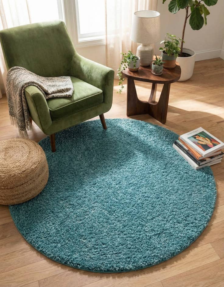 Detail image of 4' x 4' Soft Solid Shag Round Rug