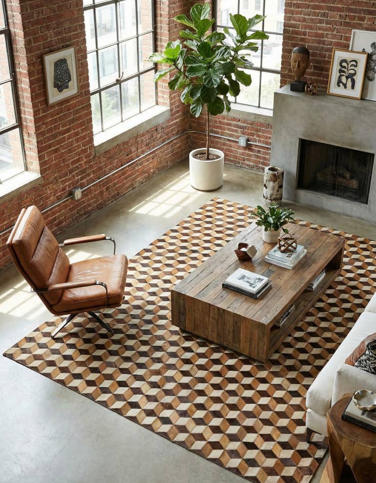 Detail image of 5' 1 x 8' Cowhide Leather Rug