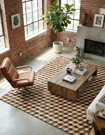 5' 1 x 8' Cowhide Leather Rug