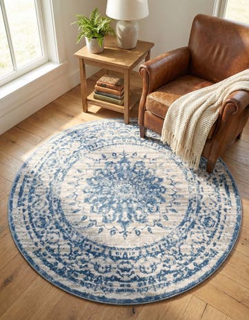Light Blue Derbyshire Round Rug