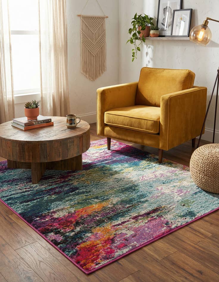 Detail image of 4' 1 x 4' 1 Washable Theia Square Rug