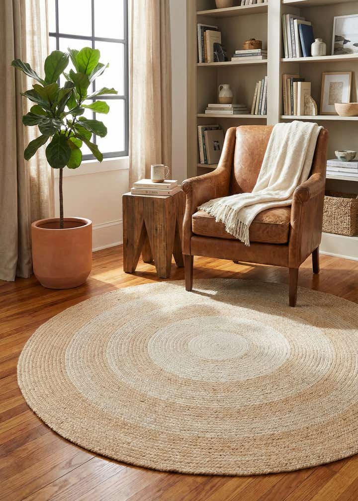 5' 1 x 5' 1 Handmade Hand Braided Wool Round Rug