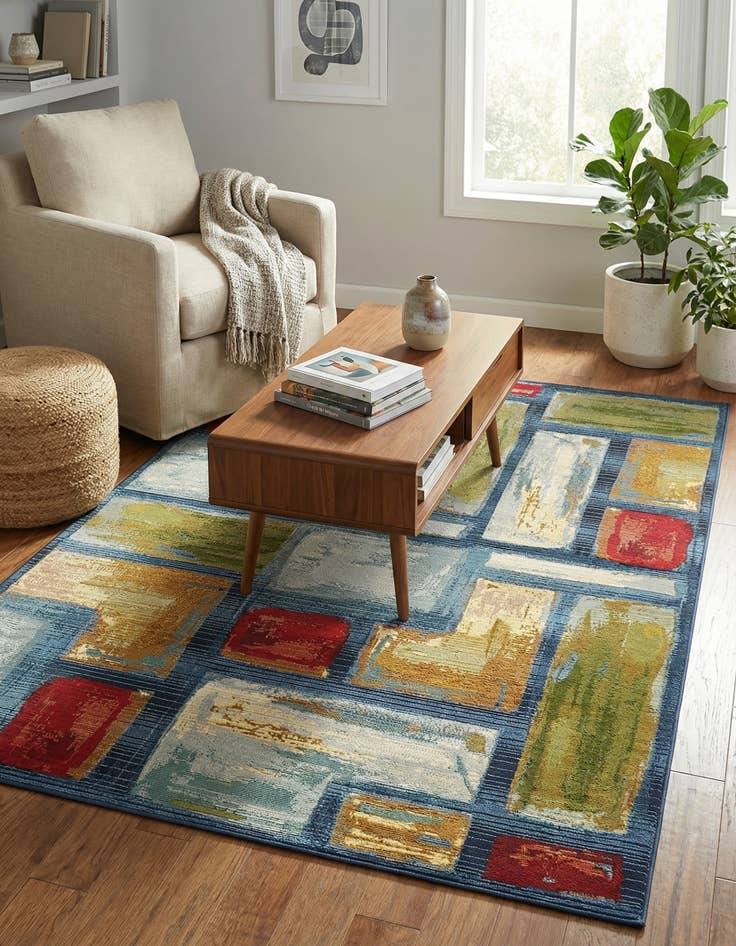 Detail image of 4' x 6' Washable Modern Indoor / Outdoor Rug