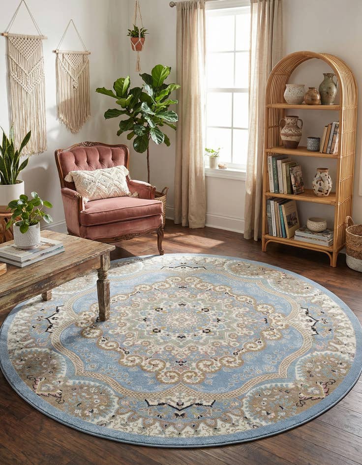 Detail image of 7' 10 x 7' 10 Kamala Washable Round Rug