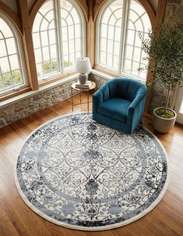 Ivory and Gray Vista Round Rug