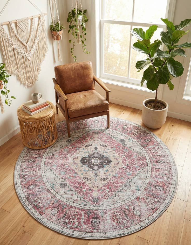Detail image of 6' x 6' Washable Yara Round Rug