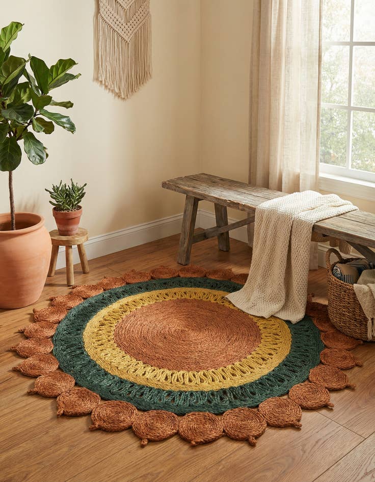 Detail image of 4' 1 x 4' 1  Hand Braided Jute Round Rug