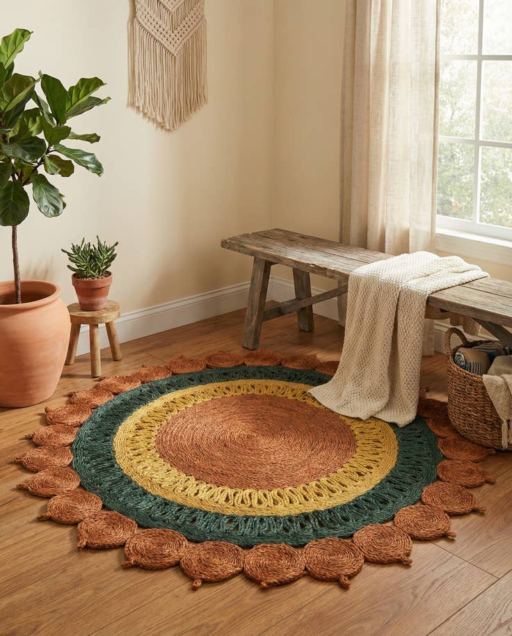 Detail image of 4' 1 x 4' 1 Handmade Braided Jute Round Rug