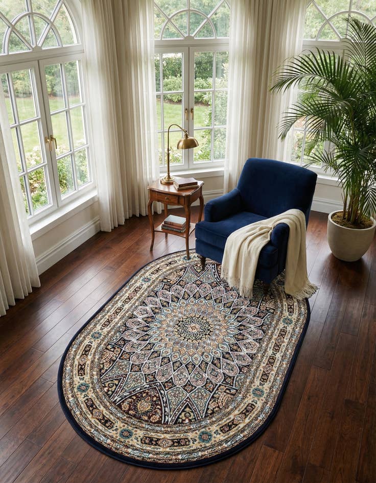 Detail image of 4' x 6' Nain Design Oval Rug