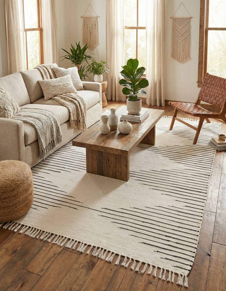 Detail image of 6' 1 x 9'  Hand Woven Chindi Cotton Rug