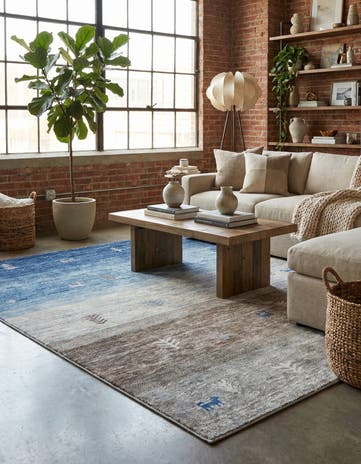 Blue Gray Gabbeh Square Rug