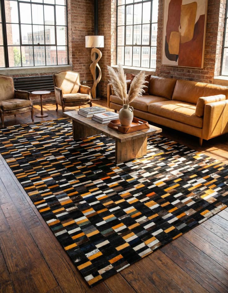 Detail image of 5' 3 x 7' 11 Cowhide - Patchwork Rug