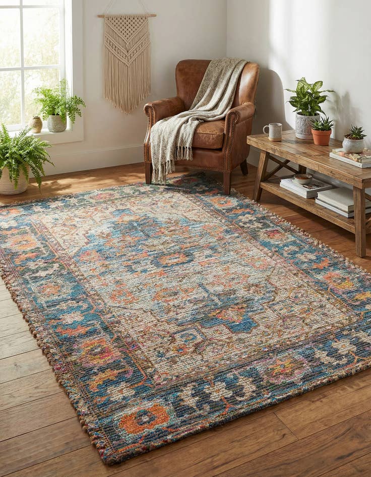 Detail image of 4' 1 x 6' 1  Hand Woven Chenille Jute Rug