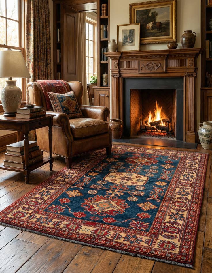 Detail image of 3' 9 x 5' 6 Hand Knotted Kazak Wool Rug