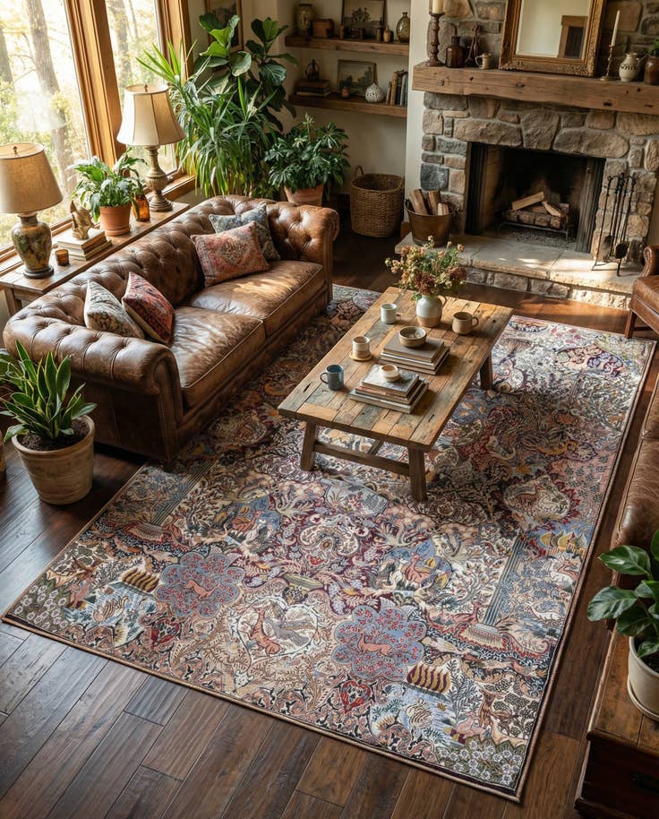 Detail image of 6' 1 x 9' Washable Timeless Rug