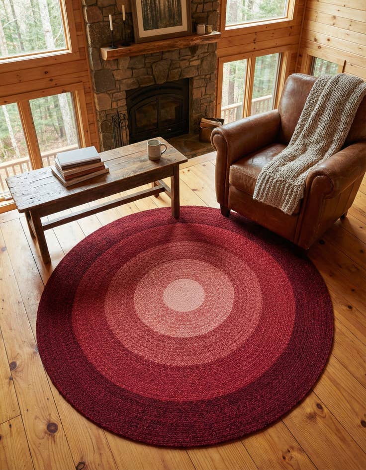 Detail image of 5' 1 x 5' 1 Hand Braided Wool Round Rug