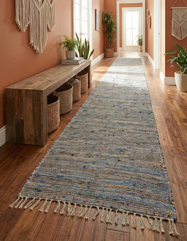 Detail image of 2' 11 x 16' 1  Hand Woven Chindi Jute Runner Rug