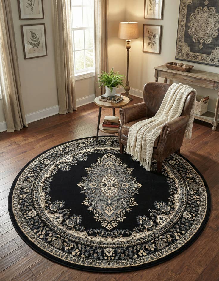 Detail image of 5' 3 x 5' 3 Mashad Design Round Rug