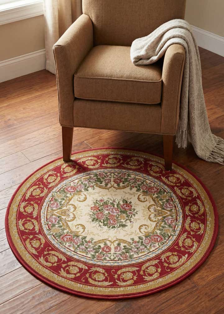 3' x 3' Easy-Clean Traditional Indoor / Outdoor Round Rug
