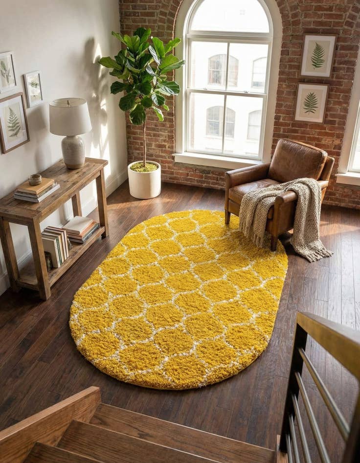 Detail image of 4' x 6' Trellis Shag Oval Rug