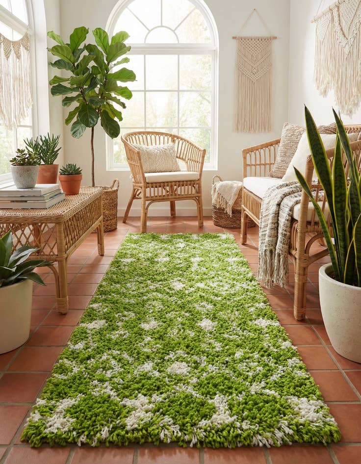 Detail image of 2' x 5' Moroccan Trellis Shag Runner Rug