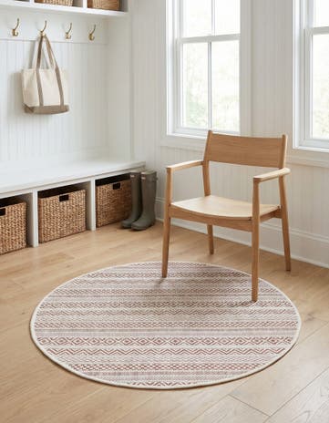 3' x 3' Easy-Clean Ribbon Indoor / Outdoor Round Rug