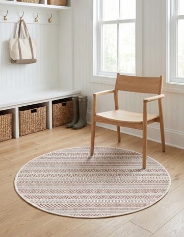 3' x 3' Easy-Clean Ribbon Indoor / Outdoor Round Rug