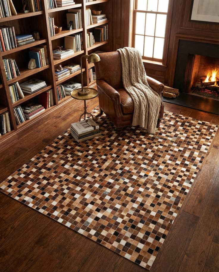 Detail image of 4' 8 x 6' 8 Cowhide Stocks Rug