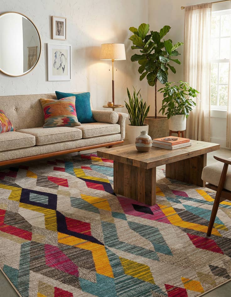 Detail image of 8' x 11'  Washable Santa Fe Rug