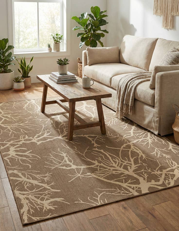 Detail image of 5' x 8' Washable Botanical Indoor / Outdoor Rug