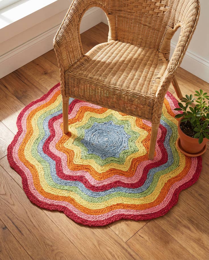 Detail image of 3' 1 x 3' 1 Hand Braided Happy Rugs Jawbreaker Poppy Round