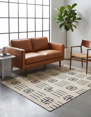 5' 3 x 6' 6 Hand Woven Kilim Modern Wool Square Rug
