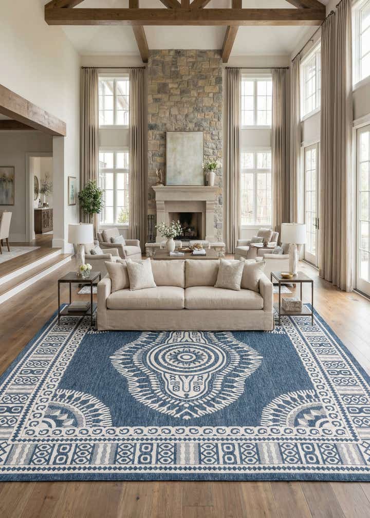 13' x 13' Easy-Clean Traditional Indoor / Outdoor Square Rug