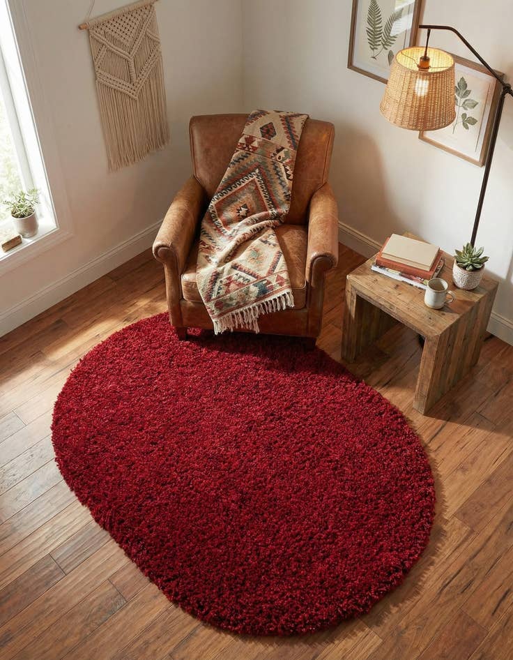 Detail image of 3' x 5' 3 Solid Shag Oval Rug