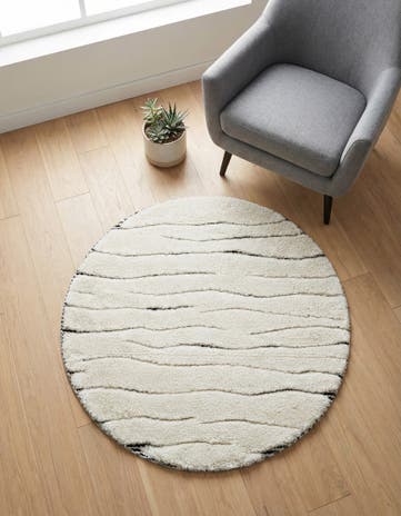Ivory White Prismatic Round Rug
