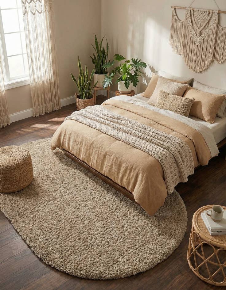 Detail image of 5' 3 x 8' Solid Shag Oval Rug