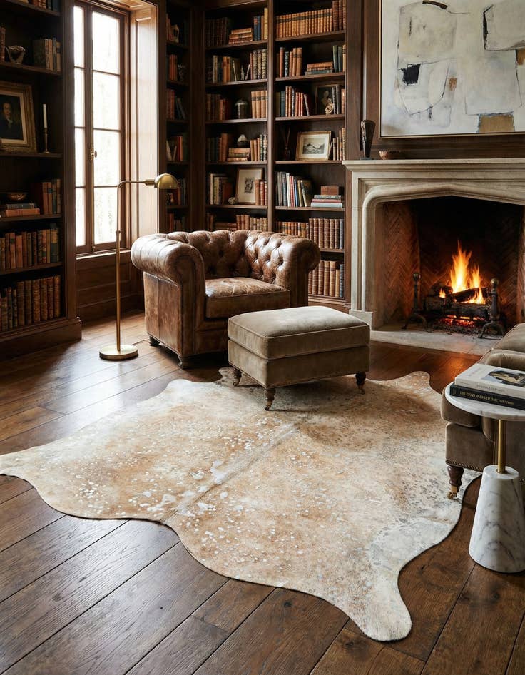 Detail image of 6' 8 x 7' 4 Cowhide Leather Square Rug