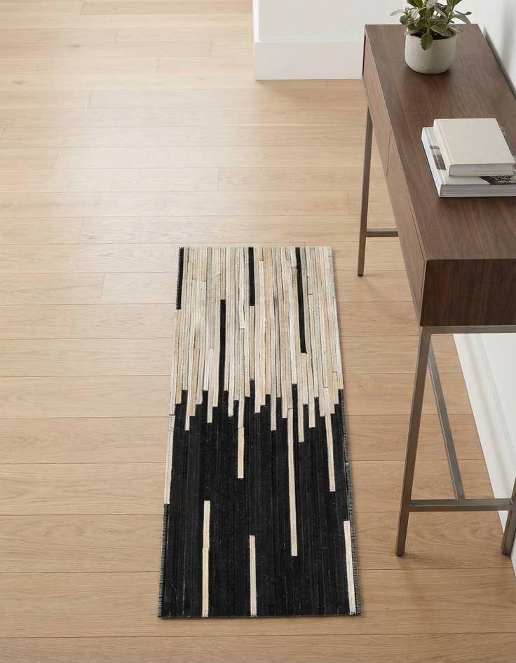 Detail image of 1' 2 x 3' 1 Cowhide Leather Runner Rug