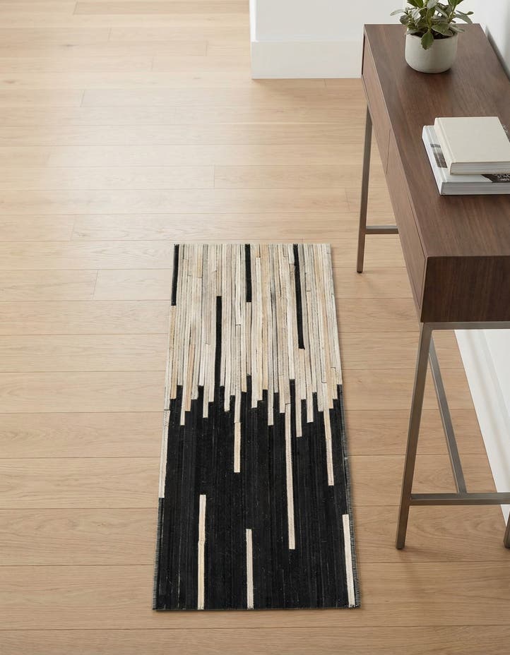1' 2 x 3' 1 Cowhide Leather Runner ...