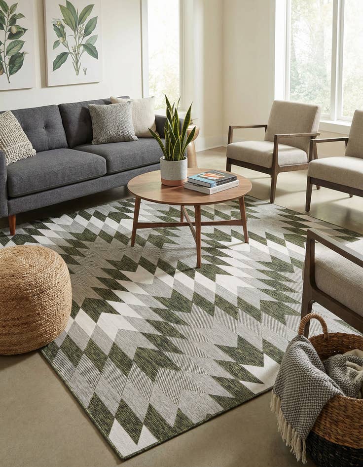 Detail image of 10' x 10'  Washable Modern Indoor / Outdoor Square Rug