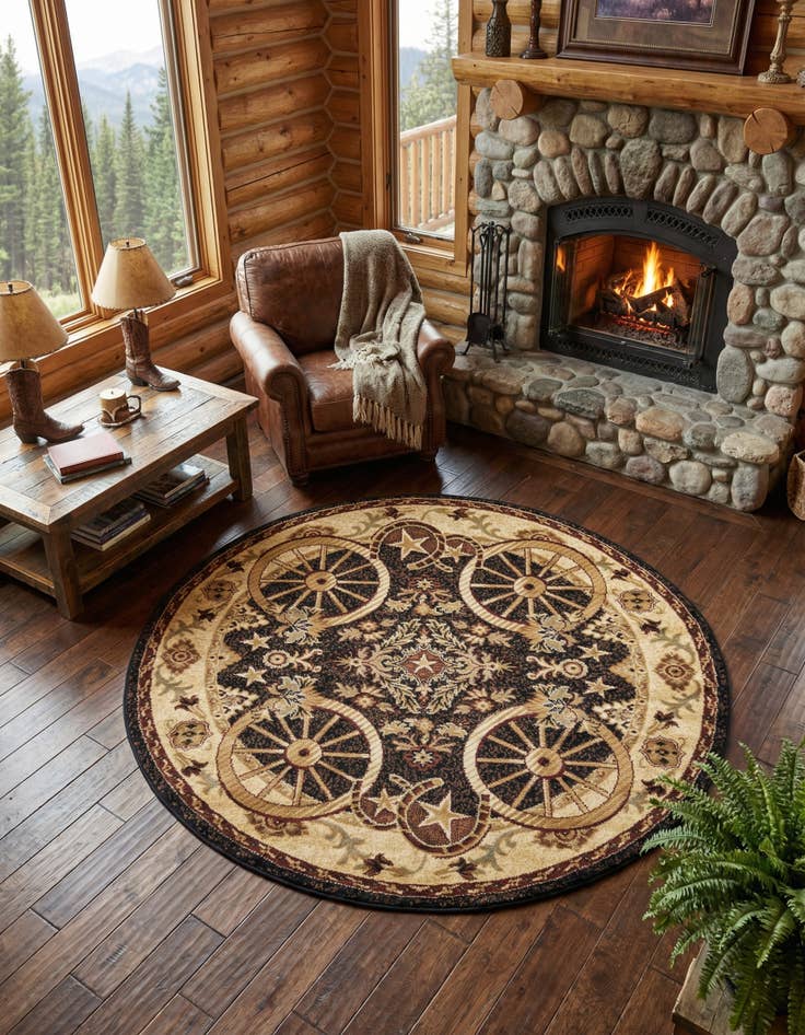 Detail image of 5' 3 x 5' 3 Pioneer Round Rug