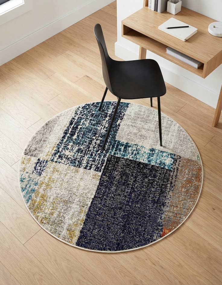 Detail image of 3' 3 x 3' 3 Washable Vivid Round Rug