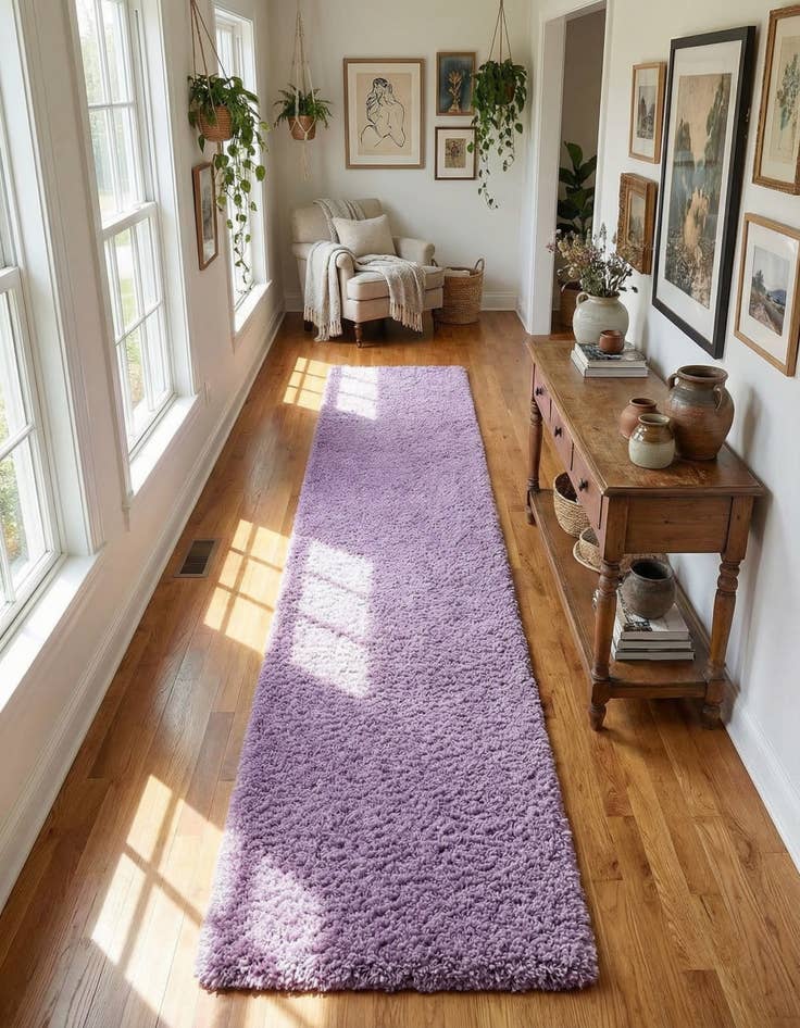 Detail image of 2' 7 x 19' 8 Solid Shag Runner Rug