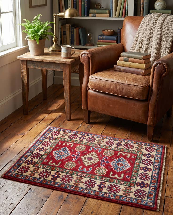 Detail image of 2' 1 x 2' 11 Hand Knotted Kazak Rug