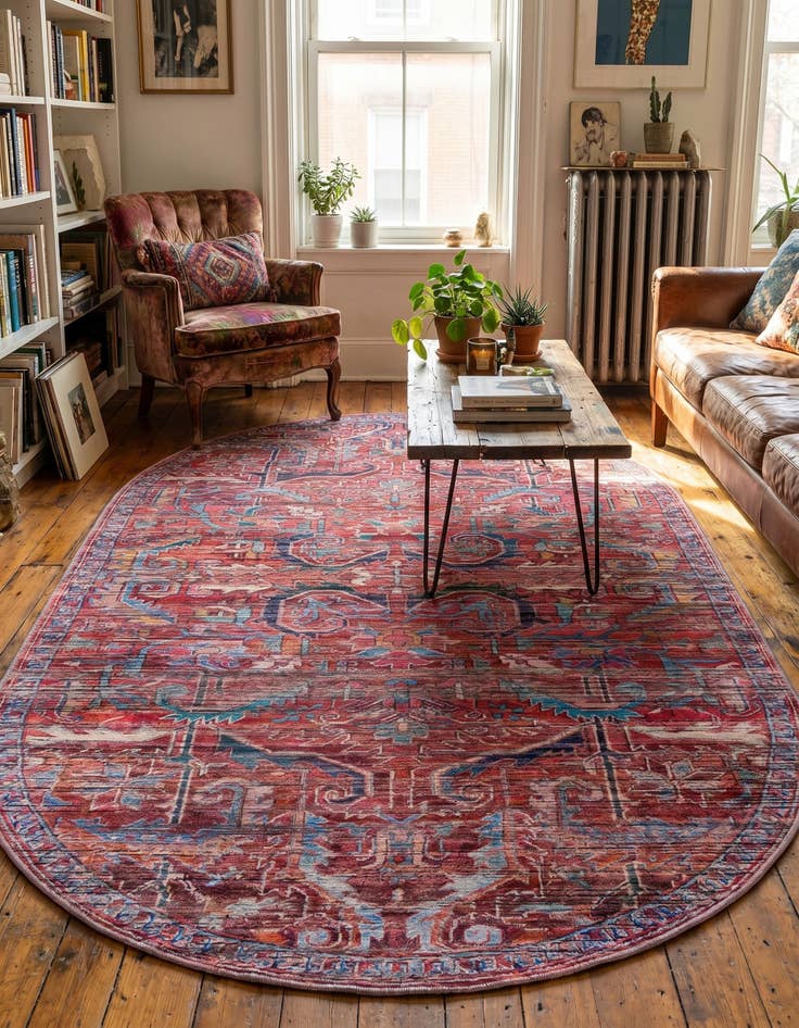 Detail image of 5' 3 x 8' Washable Maahru Oval Rug