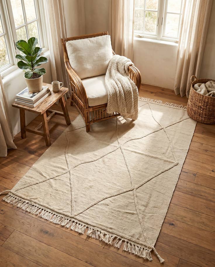 Detail image of 3' 6 x 5' 2 Hand Knotted Moroccan Wool Rug