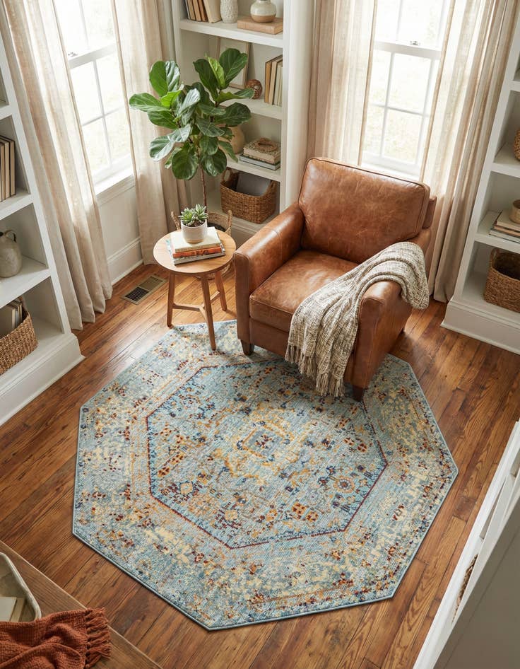 Detail image of 4' x 4' Aqua Octagon Rug