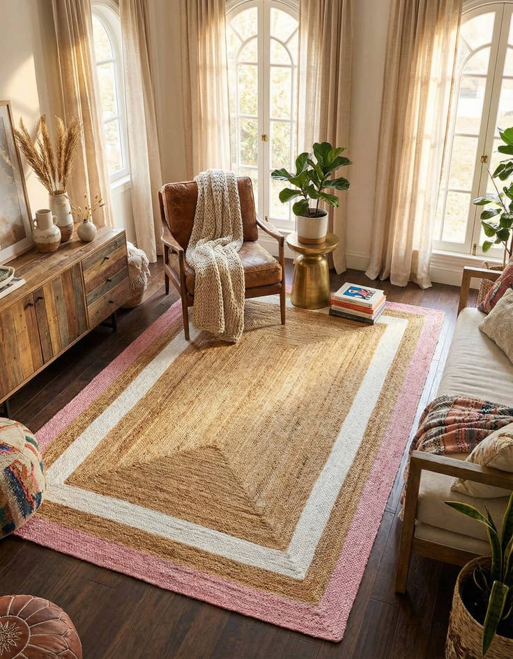 Detail image of 5' 1 x 8' Handmade Braided Jute Rug